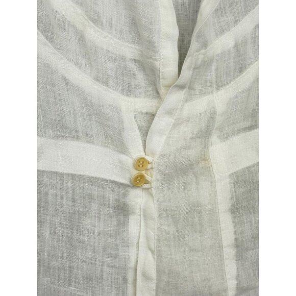 CP Shades White Linen Shirt Jacket Long Sleeve 2-Button Lagenlook Relaxed Size S - Picture 3 of 12